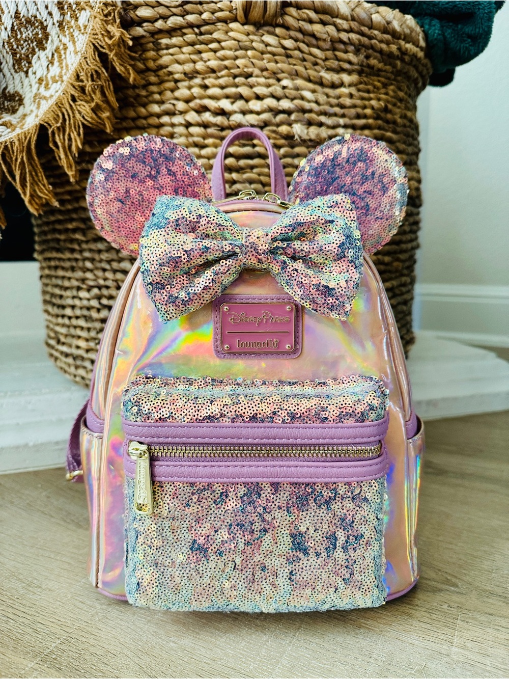 Disney 50th Anniversary “Earidescent” Sequin Minnie Mouse Backpack Loungefly